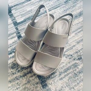 CROCS Women’s Dual-Strap Slingback Sandal in Light Gray